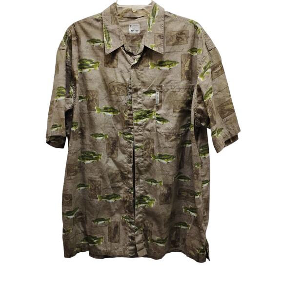🐟Columbia River Lodge Fishing Shirt 🎣 XL Cotton Angler Print Short Sleeve🚣 - Picture 7 of 15
